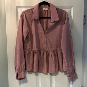 Free the Roses M Pink/Mauve Blouse with Peplum bottom